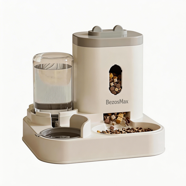 BezosMax 2 in 1 Gravity Pet Feeder &amp; Water Dispenser, Automatic Cat Feeder