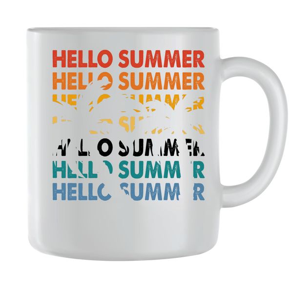 Hello Summer Coffee Mugs for Men Women with Surfing Graphic Cups Present097
