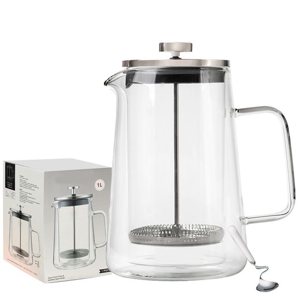 1000ml - Double-Wall Insulated Borosilicate Glass French Press Coffee Maker