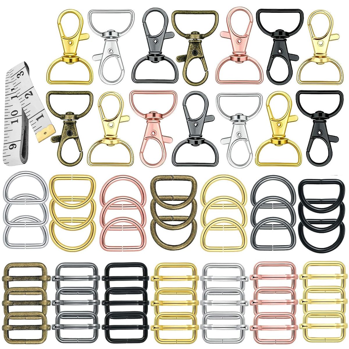 アクセサリー Drhiluluk 57 Piece Craft Keychain With Swivel Hook D Rings & Side Buckles