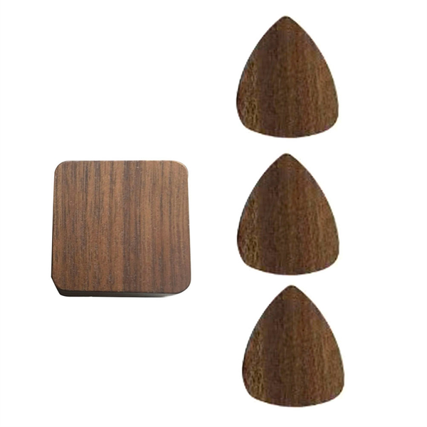 Guitar Picks &amp; Walnut Case Personalized Holder For Guitar Enthusiasts