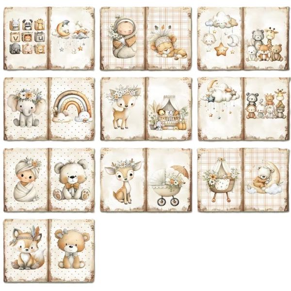 A5 Bohemian Style Baby Series Scrapbook Paper - 10 x sheets