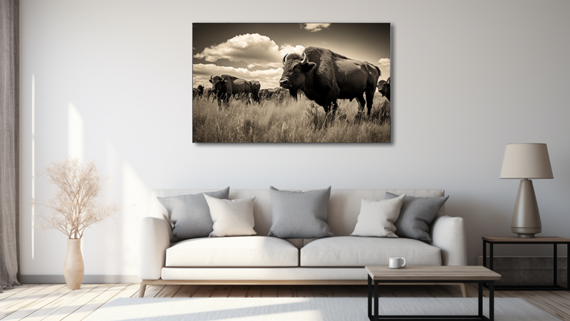 Canvas Wall Art - Buffalo Herd Grazing - HD0257