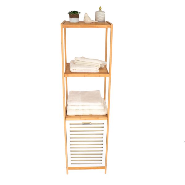 3-Tier Bamboo Laundry Basket with Shelf - Multipurpose Storage &amp; Organiser