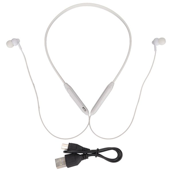 Neckband Bluetooth Headphone Noise Reduction Deep Bass Earphone White