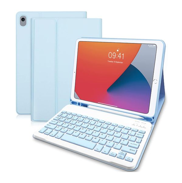 Bluetooth Keyboard Case Compatible with Ipad 9.7 - Light Blue