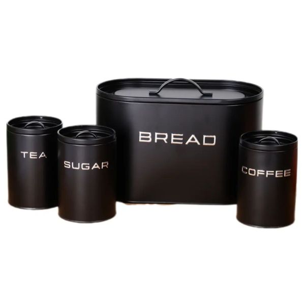 Reale 4pc Steel Bread bin and Canister Set GD-715