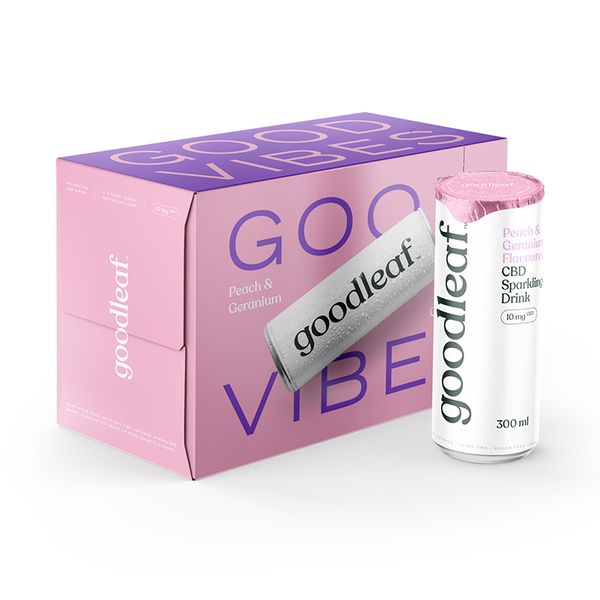 Goodleaf - Peach &amp; Geranium CBD Sparkling Drink 300ml - Set of 6