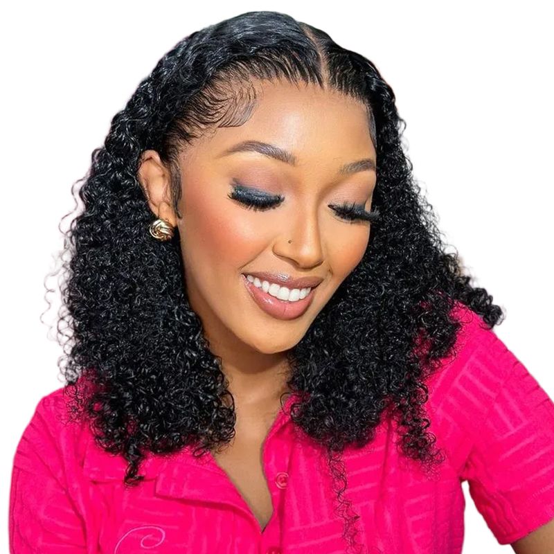 Geebuy 16 Inch Water Wave Glueless Wig 13X4 Brazilian Curly Human Hair