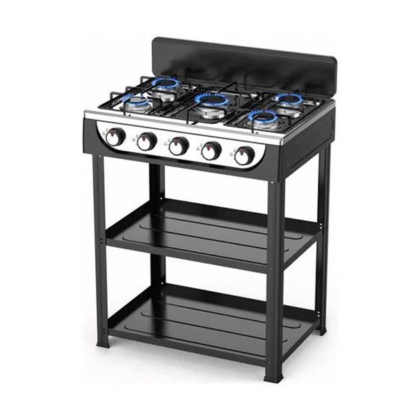 Starlux - Pressure Gas Stove with 5 Burners - Black
