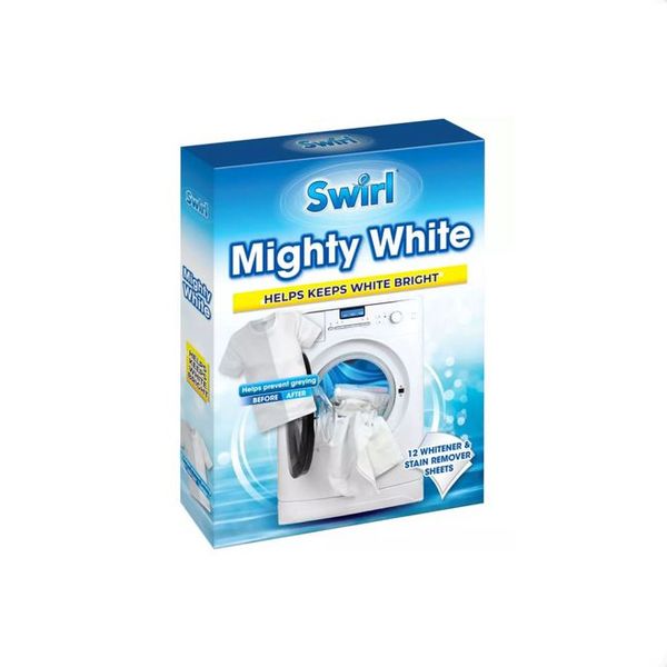 Swirl Mighty White Laundry Whitener &amp; Stain Remover Sheets 12-Pack