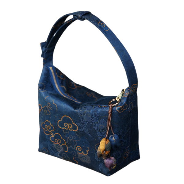 Xiangyun Silk Shoulder Bag with Side Pocket for Carrying on the Arm
