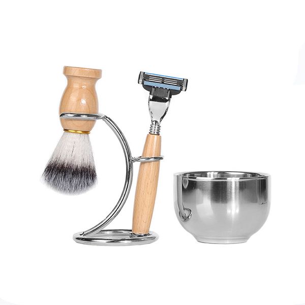 4 in 1 Mens Manual Razor Shaving Bowl Shaving Brush Set