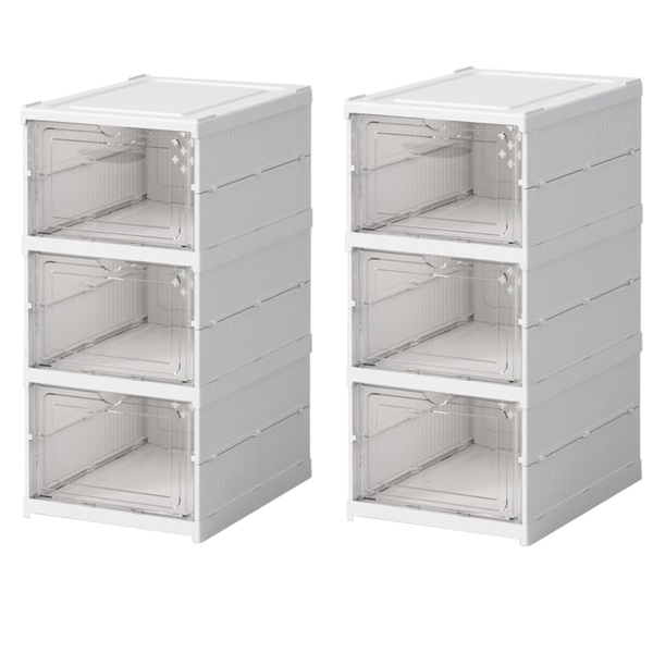 3-Tier Shoe Storage Box 2 Pack Installation-Free Stackable Shoe Organizer