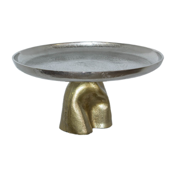 Silver&amp; Gold Metal Cake Stand - 15 x 30cm