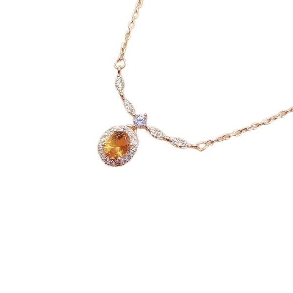 Citrine Sparkling Pendant, Gentle Sterling Silver Pendant