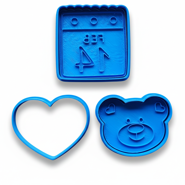 3-Piece Valentine's Cookie Cutter Set - 6cm Small - 3D Printed