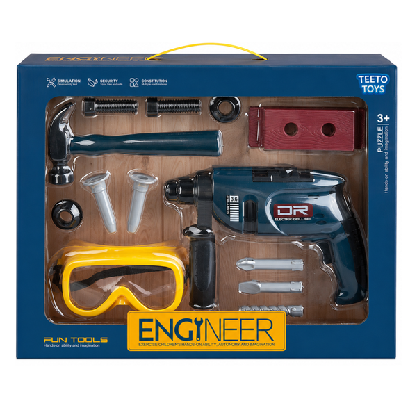 Teeto Toys - DIY Engineer Tool Set with Electric Drill - Toys for Kids