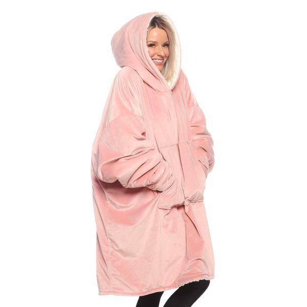 Hoodie Ultra Plush Blanket, One Size - Pink