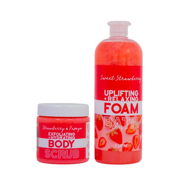 Strawberry Pamper Pack - Body Scrub + Foam Bath (Combo Set)