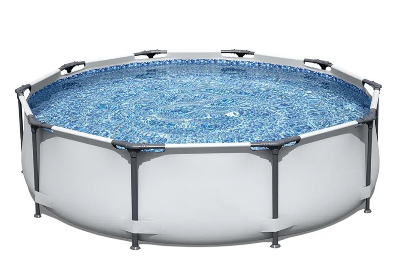 SamMag Portable Steel Frame Pool Set, 305 x 76cm, Light Grey,