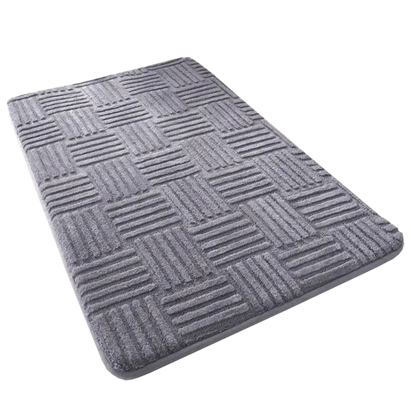 Grey Cotton Rectangular Bath Rug
