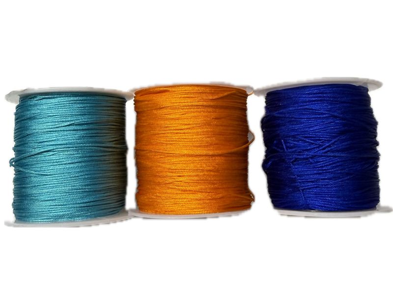 BEAD COOL-Bulk Chinese Thread 0.8mm 270m Orange,Navy and Turquoise -Macrame