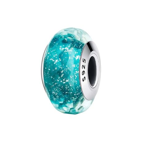 925 Sterling Silver European Glass Bead Charm - Blue Image