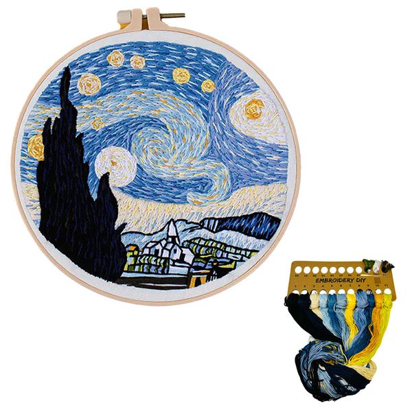 Starry Night Vincent van Gogh Embroidery Sewing DIY Craft Kit