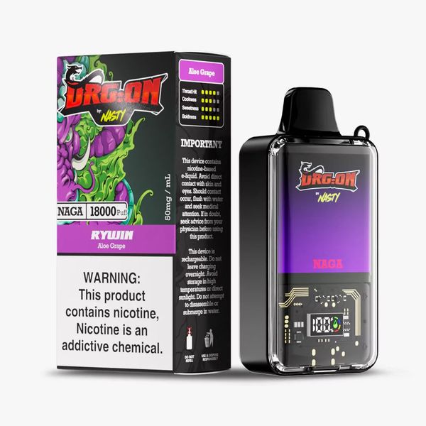 Nasty DRGON 18k puffs Disposabel Vape - Aloe Grape (Ryujin)