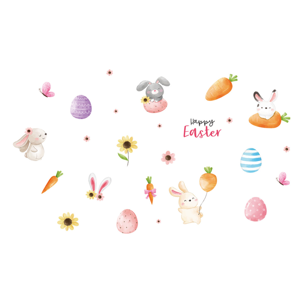 Adorable Bunny Window Stickers Double Visible, Self-Adhesive for Decals