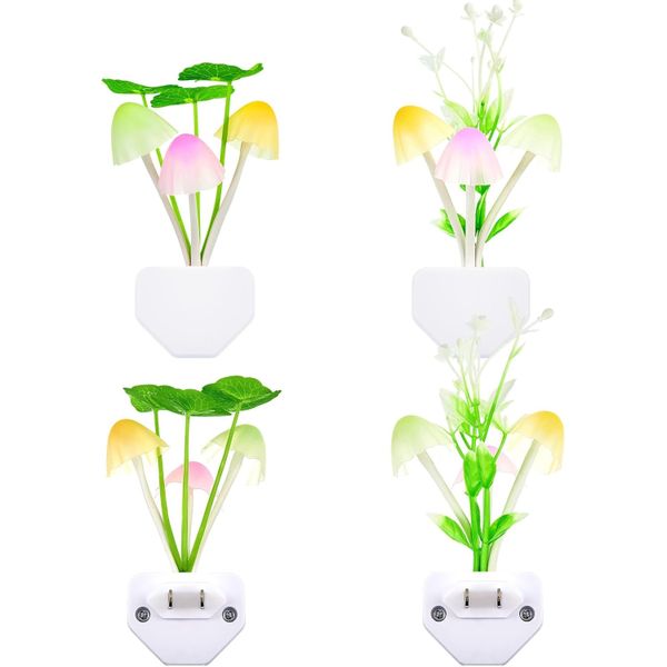 Color Changing Mushroom Night Light - Plug-In Bed Lamp for Kids &amp; Adults