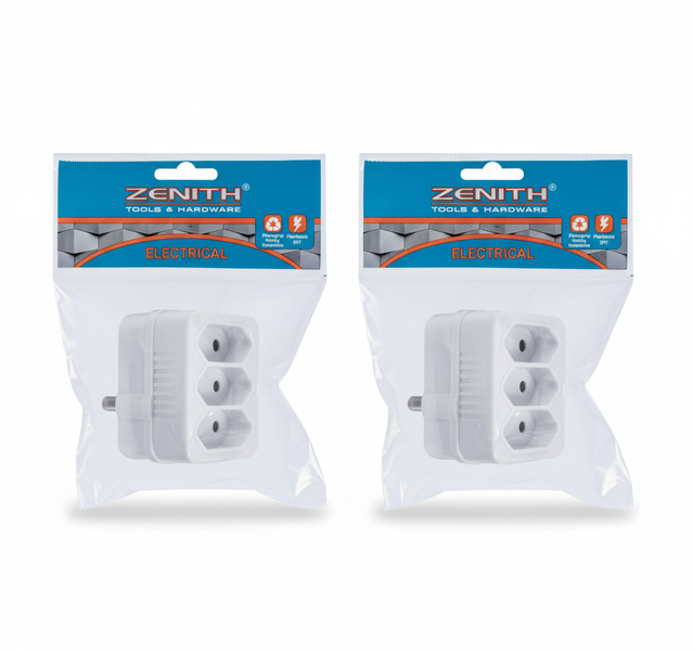 Zenith 2-Pin Euro Adapter 5 Amp for Light Appliances - 2 Pack