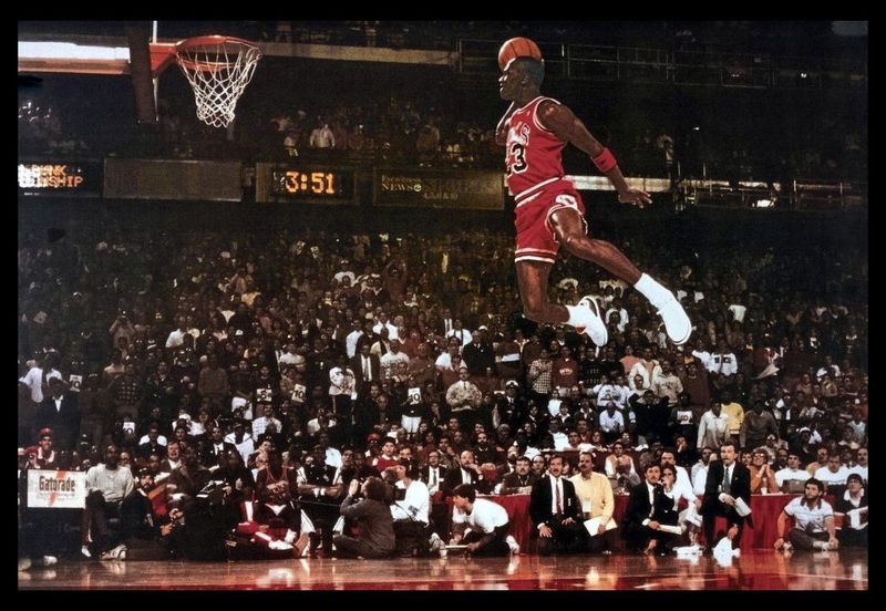 Michael Jordan (Slam Dunk) Poster with Black Frame