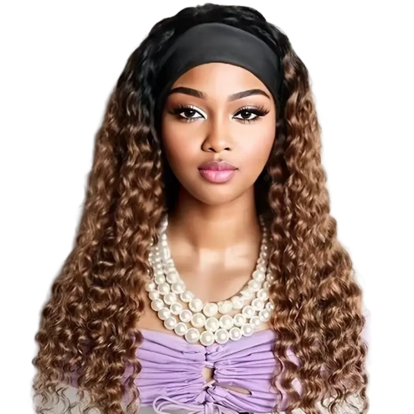 High - Density 100% Human Hair Deep Wave Headband Wig for Women