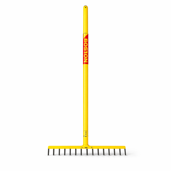 BOSTON Garden 16-Tooth Heavy Duty Metal Rake-Soil Leveller&amp;Lawn Preparation