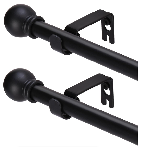 2 Sets of Solid Ball Curtain Rods, Suitable for Windows - 66 - 120 Inches