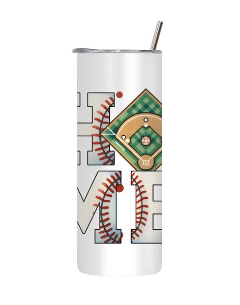 Home 20 Oz Tumbler with Lid Straw Trendy Baseball Graphic Design Gift 234