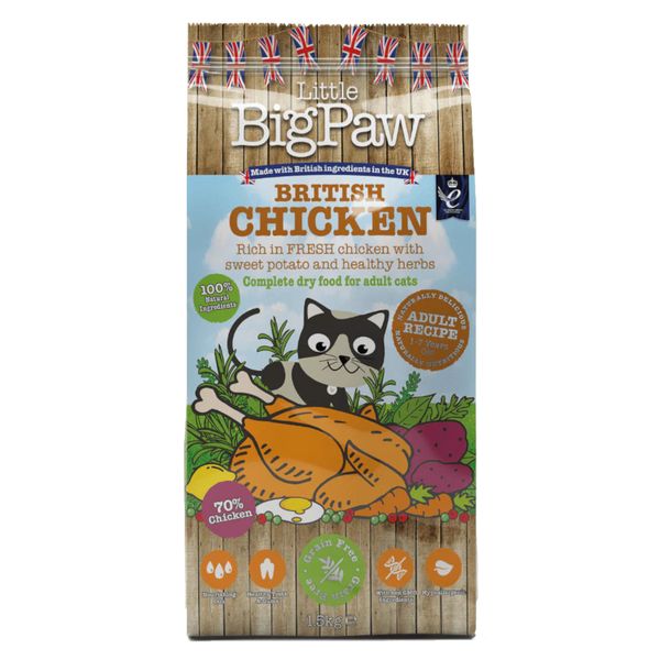 Premium Little Big Paw Adult Dry Cat Food 1.5kg - British Chicken Completed
