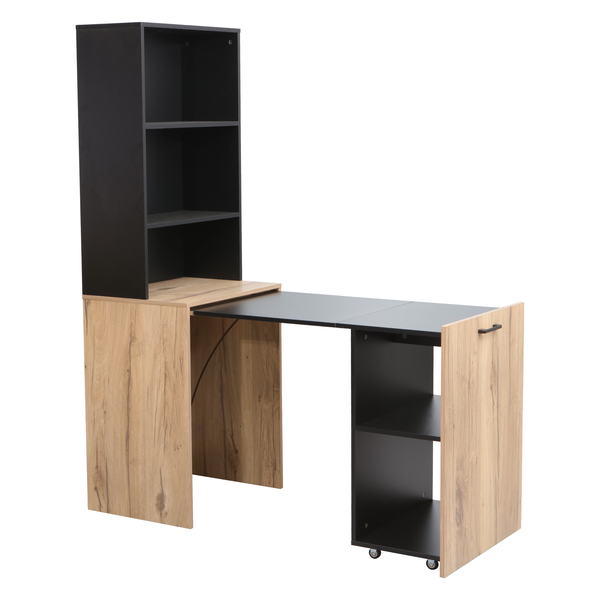 2 Tone Adaptive Desk with 5 Storage Shelves - Converts to a Bookshelf