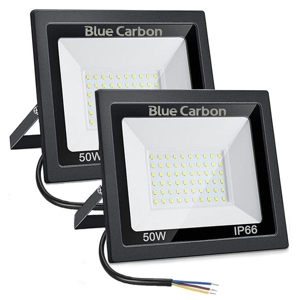 2 Pack 50W LED Flood Light Wired Outdoor IP66 Waterproof Super Bright Light