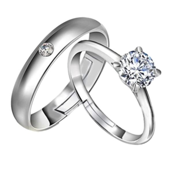 Elegant Rings Set - Silver with White Zircon Flakes - Ref 005