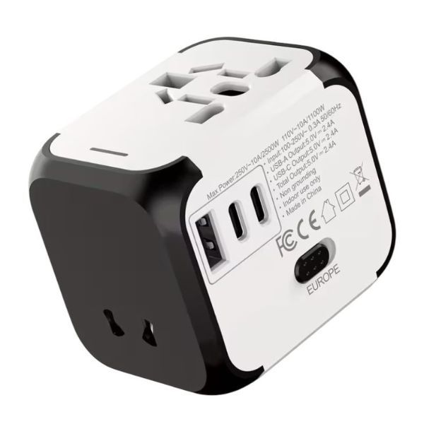 Travel Adapter - 2500W Universal Plug Converter with Type C - USA, UK, EU