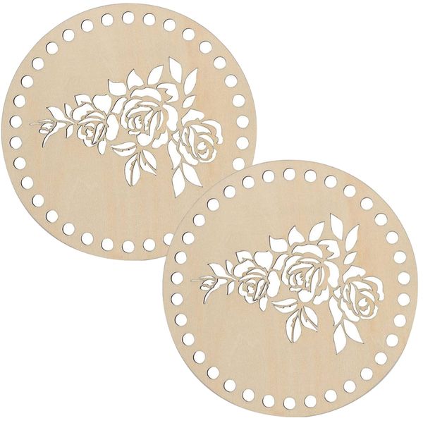 Craft Wooden Crochet Embroidery Basket Bottom Base Set Of 2 DIY Cool (20cm)