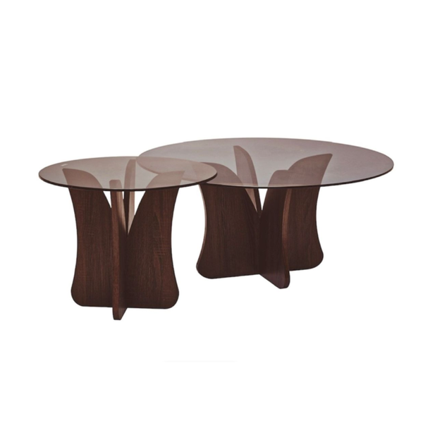 Brown Glass Round Coffee Table image