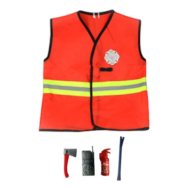 5 Pieces Firefighter Costume Set Dress Up Role Play Kit with Accessories