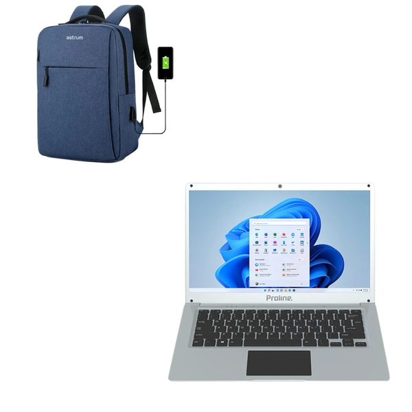 Proline V146 14" Celeron 8GB 256GB Win 11 Home Silver Notebook + Backpack