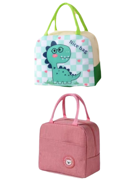2 Pack Foil Lunch Bag Tote Set - Cartoon&amp;Pink
