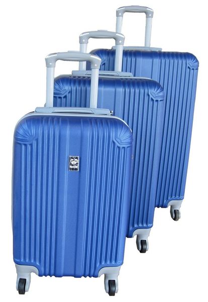 3-Piece ABS Luggage Set-Spinner Wheels,Durable Hard-Shell Design, Blue/Grey