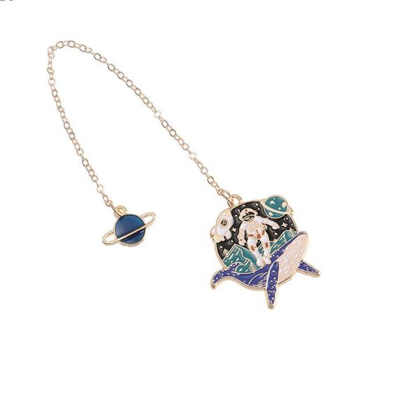 Creative Metal Astronaut Bookmark with Cute Kawaii Chain - Style 1